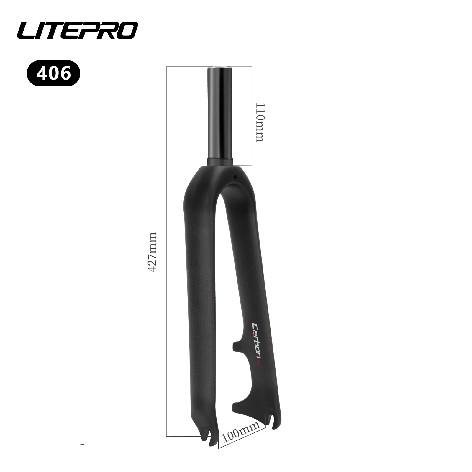 Bicycle Carbon Fork for Kids,Bike Parts,349,406/451Open 100mm Disc Brake,Glossy/Matte,14in,16in,20in,24in,Folding Bicycle Parts