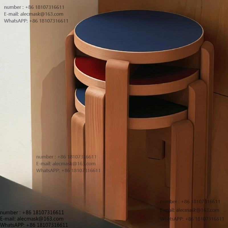 

Round stool, small stool, solid wood shoe stool, can be stacked with round bench bedside table