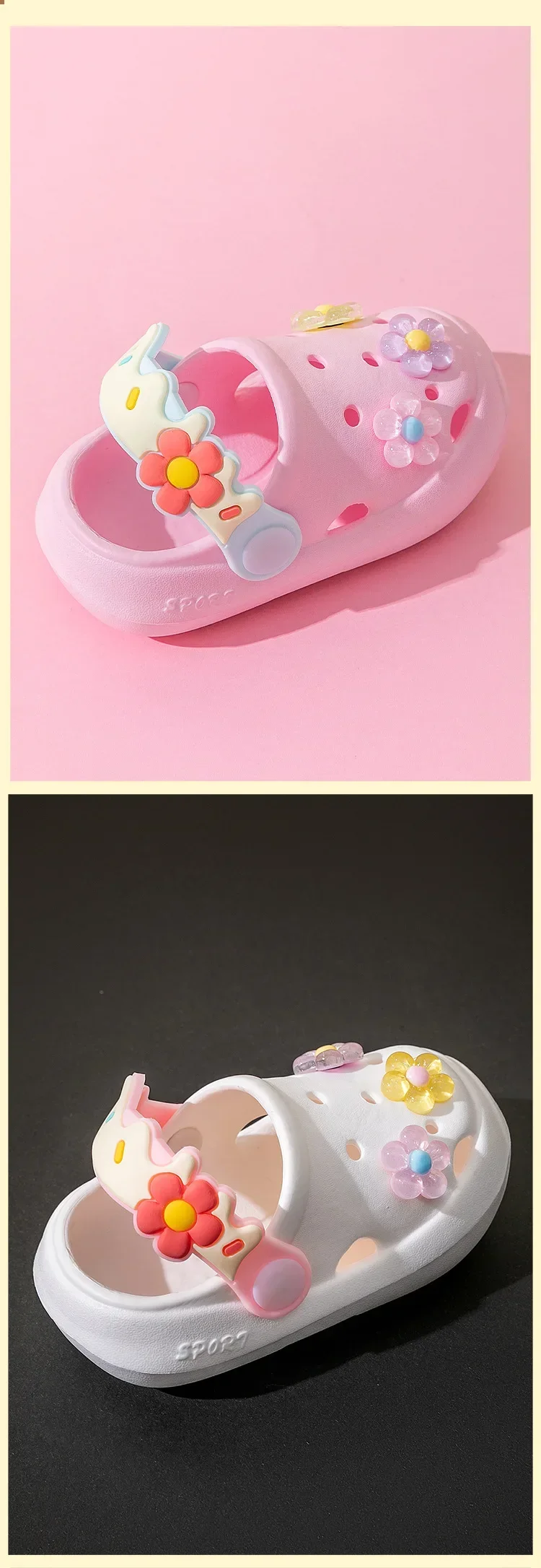 Sommer Kinder Hausschuhe Baby Neue Nette Blumen Weiche Sohle Sandalen Innen Weiche Anti Slip Mädchen Sandalen Loch Schuhe Kinder Strand Schuhe – Detail 6