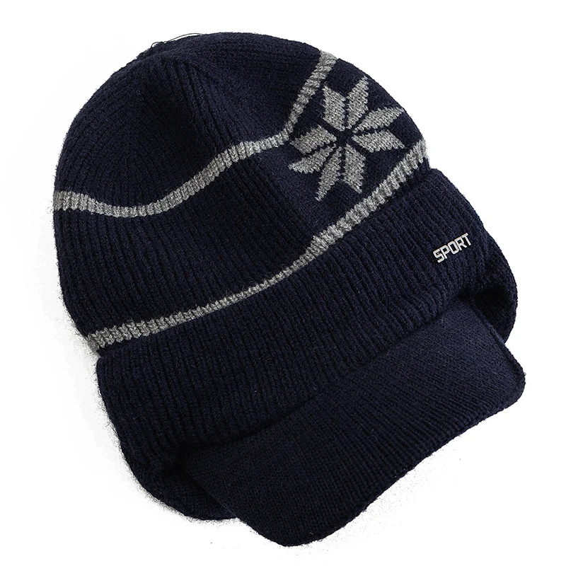 New Unisex Winter Hat Plush Fur Lined Warm Earflap Hat Casual Beanie Cap For Men Women Outdoor Keep Ear Warm Knitted Hat