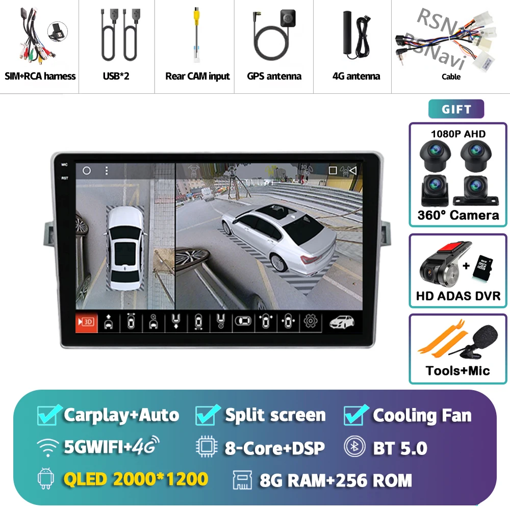 Android 15 Autoradio Navigatie Multimedia Speler Voor Toyota Verso 2010 2011 2012 2013 2014 2015 2016 Carplay Auto Stereo video