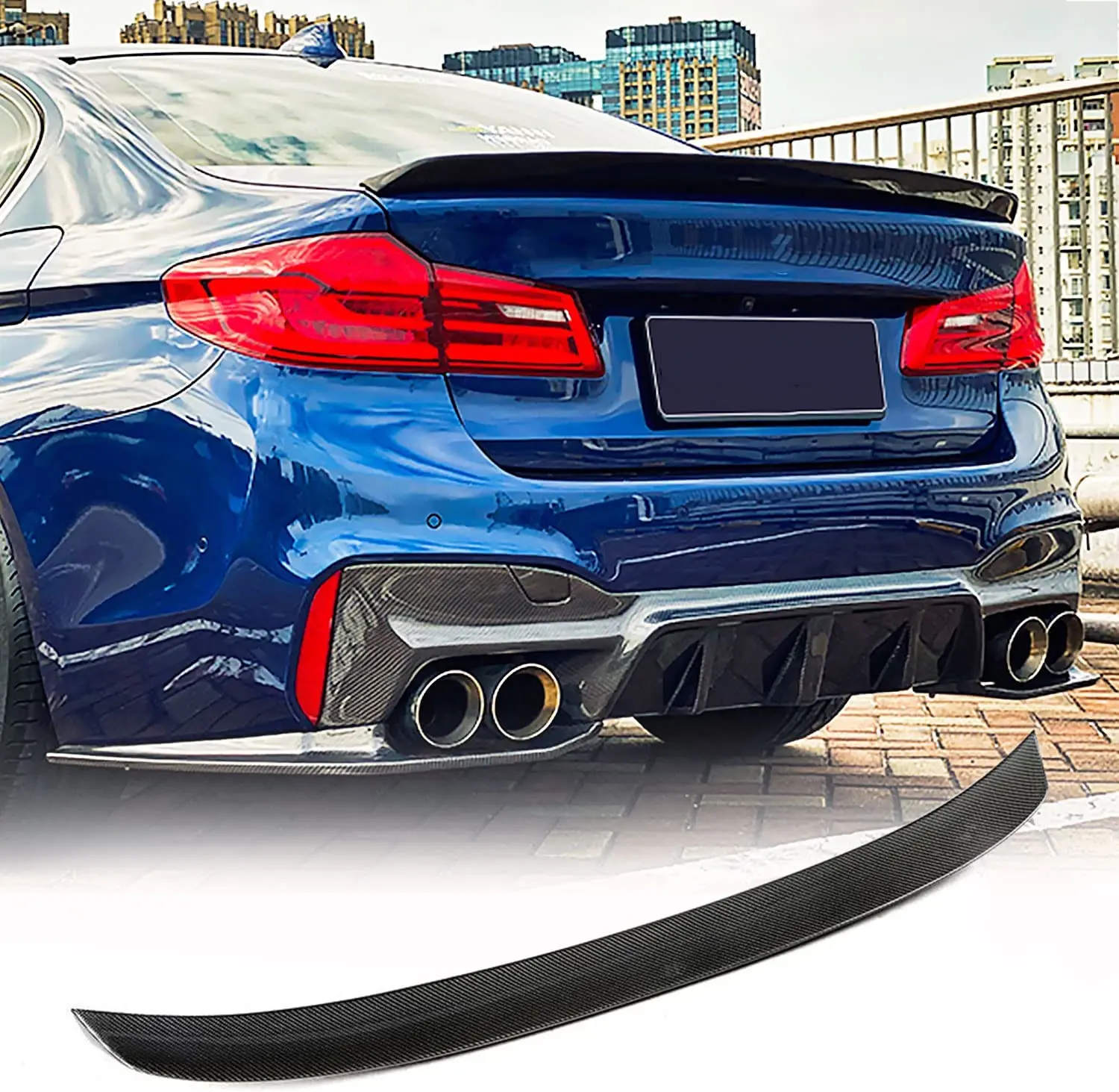 For BMW 5 Series G30 F90 Carbon Fiber Rear Trunk Spoiler Boot Wing Lip | 520i 530i 530e 540i M550i M5