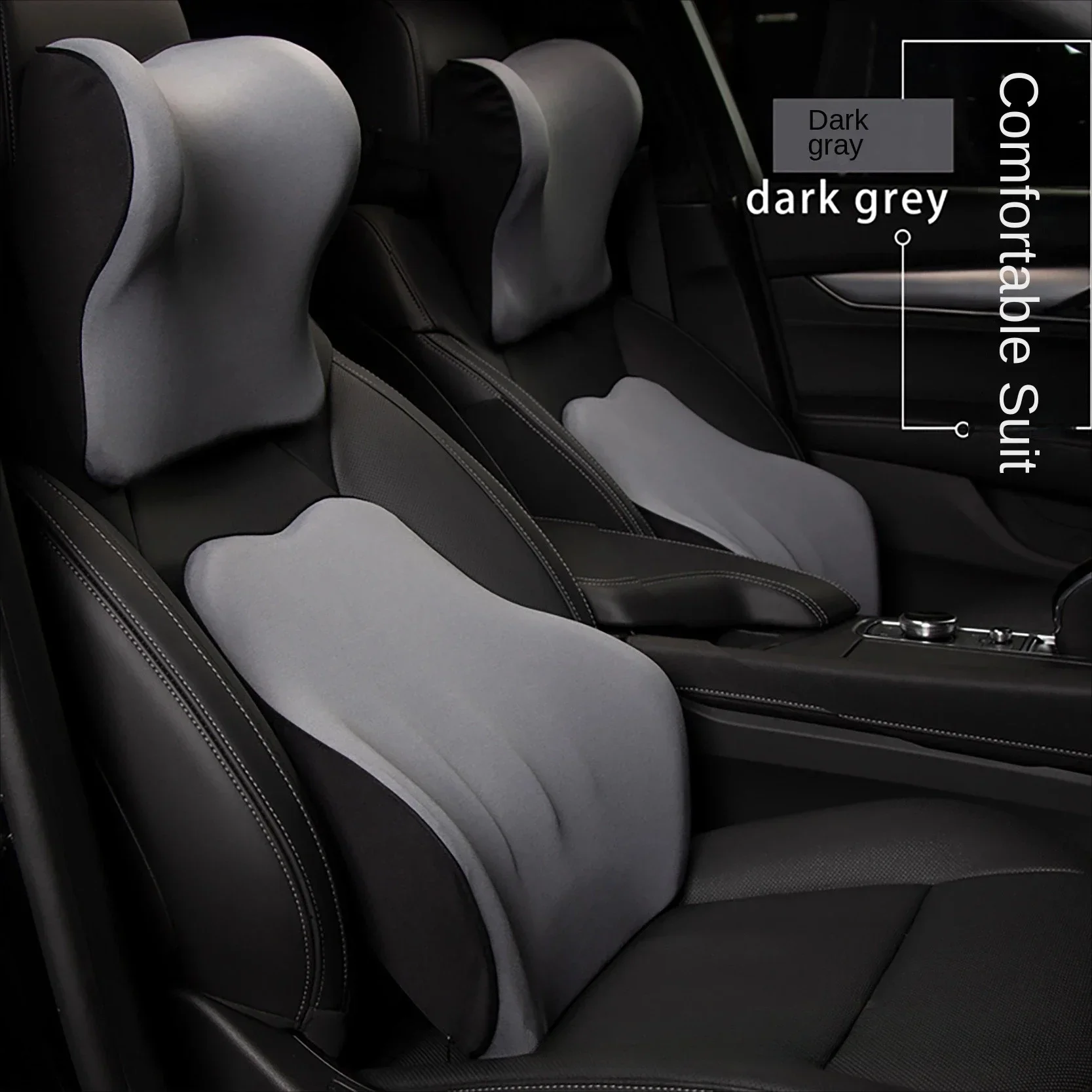 High Quality Memory Cotton Car Neck Pillow Waist Support Pad Headrest Waist Pillow Car Seat Back Cushion Driver Lumbar Cushion