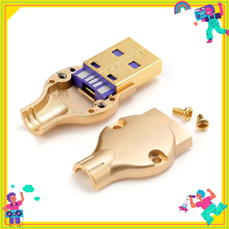 USB Thick Gold Plated A Male 6A Current Connector Plug B Short Body DIY Fever Mobile Phone Charging Line Welding Line