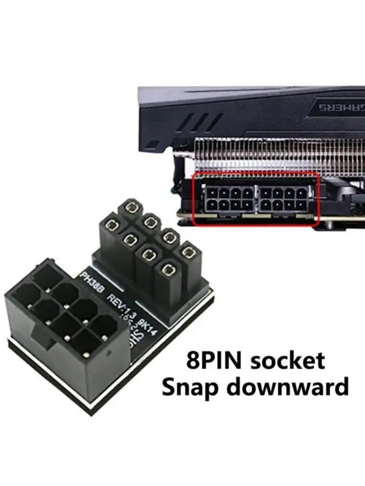 

R53C 180Degree GPU PCIe 8Pin Adapter Connectors For Improved Airflows And Cable Management for Desktop Graphics Card Build Up