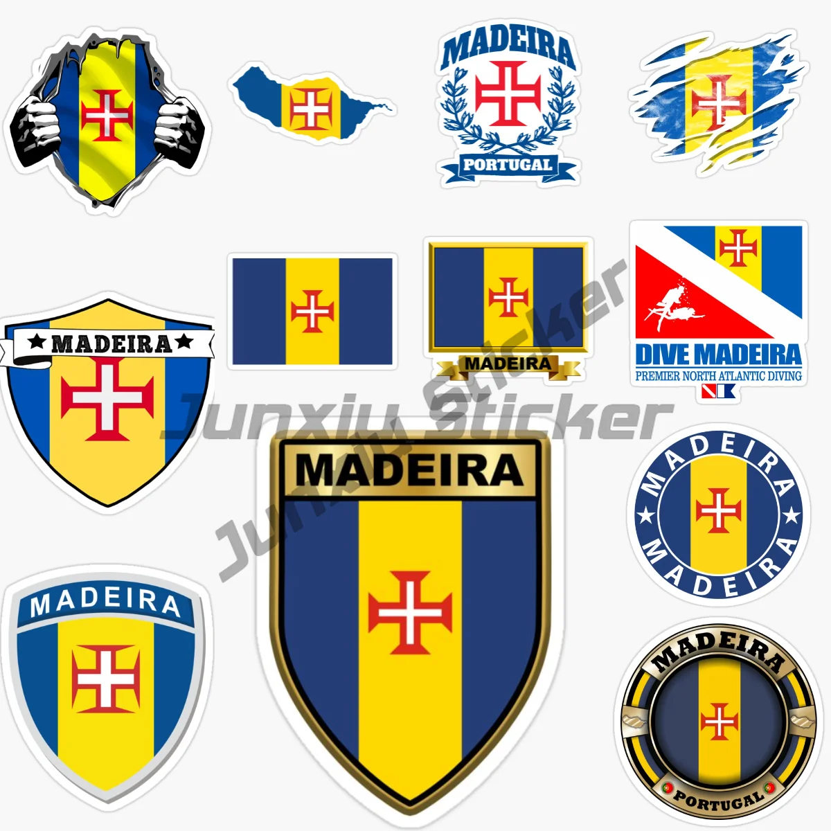 

MADEIRA PORTUGAL Flag Car Sticker for Wall Room Car Motorcycle Camper Van Bicycle Laptop Window Waterproof Decal Car Accessories