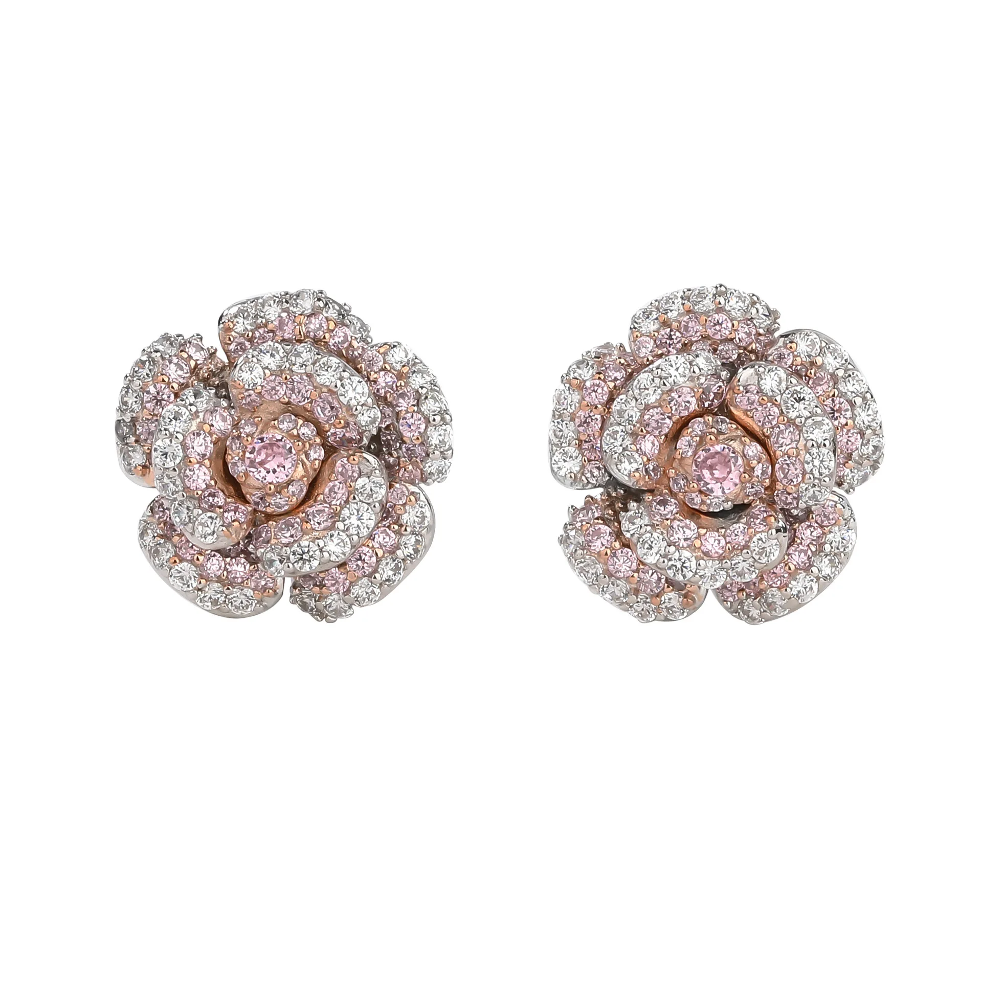 KQDANCE عالية الحرفية 925 الفضة 16 مللي متر الوردي الأصفر حجر وأقراط للنساء زهرة الورد مصمم المجوهرات الفاخرة