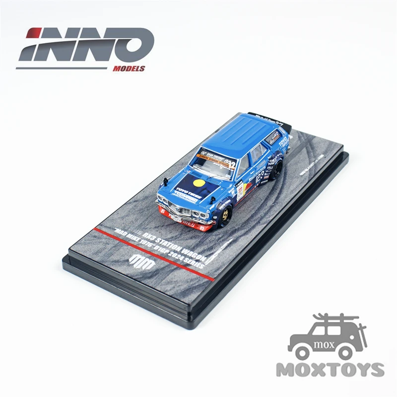 INNO 1:64 MAD MIKE 1976 RX3 Station Wagon D1GP 2024 СИНИЙ # 23-литая модель автомобиля