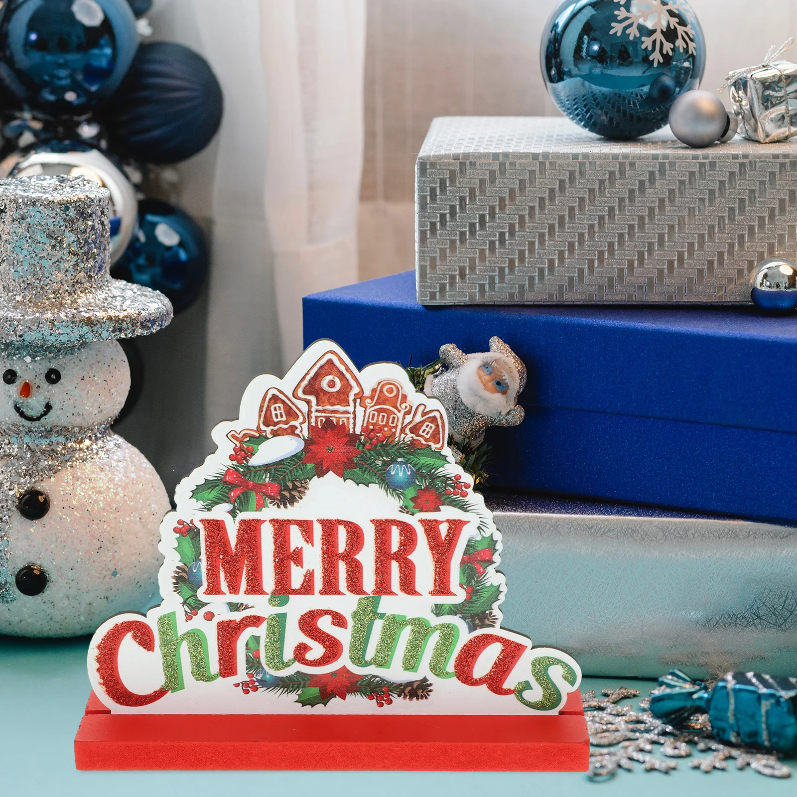

Christmas Santa Table Sign Wooden Holiday Decoration Desktop Centerpiece Xmas Ornament Christmas Table Sign Wood Craft Ornament