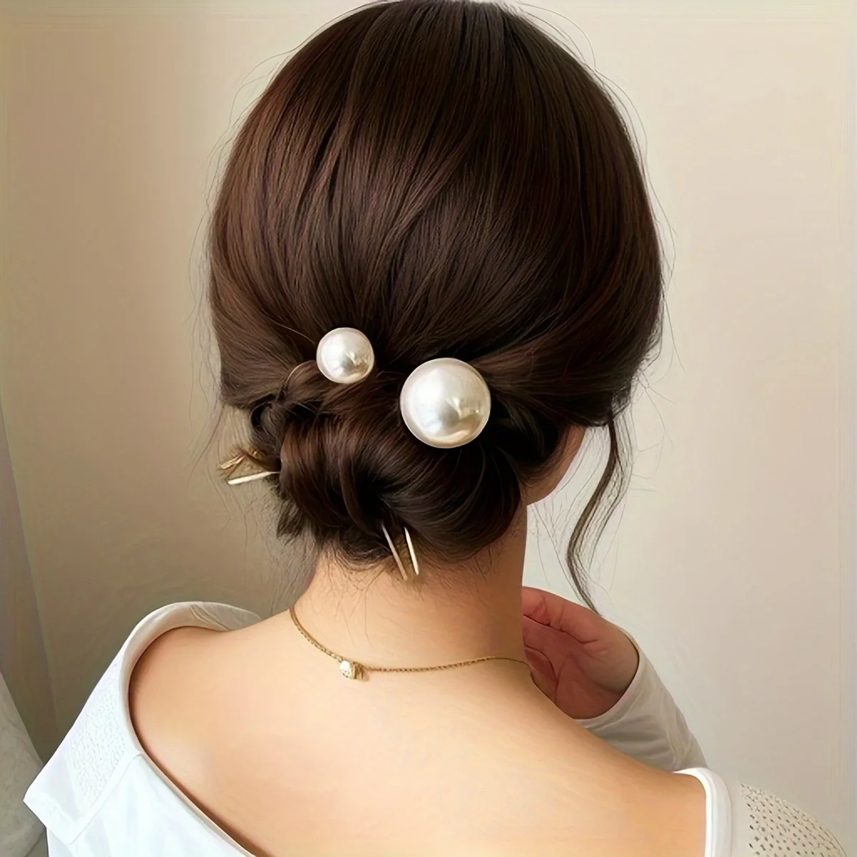 2-Piece Faux Pearl Hairpin Set  U-Shaped For Women & Girls, Hair Accessories Hair pin Perfect For Weddings