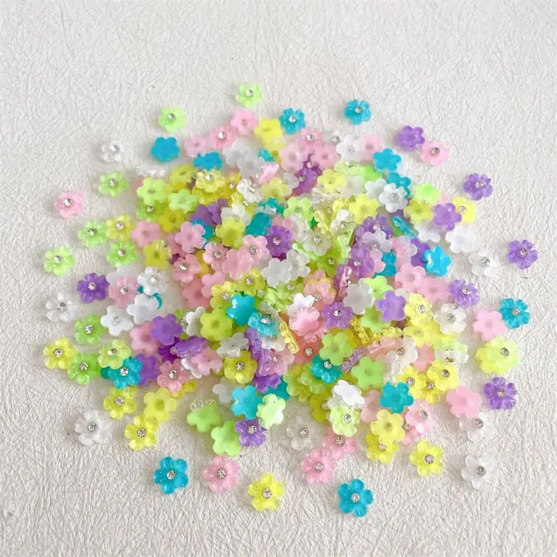 Cute Color Flower Nail Jewelry Charms 3D Transparent Rhinestone Resin Ornament Kawaii Manicure Decorati Parts Supplies