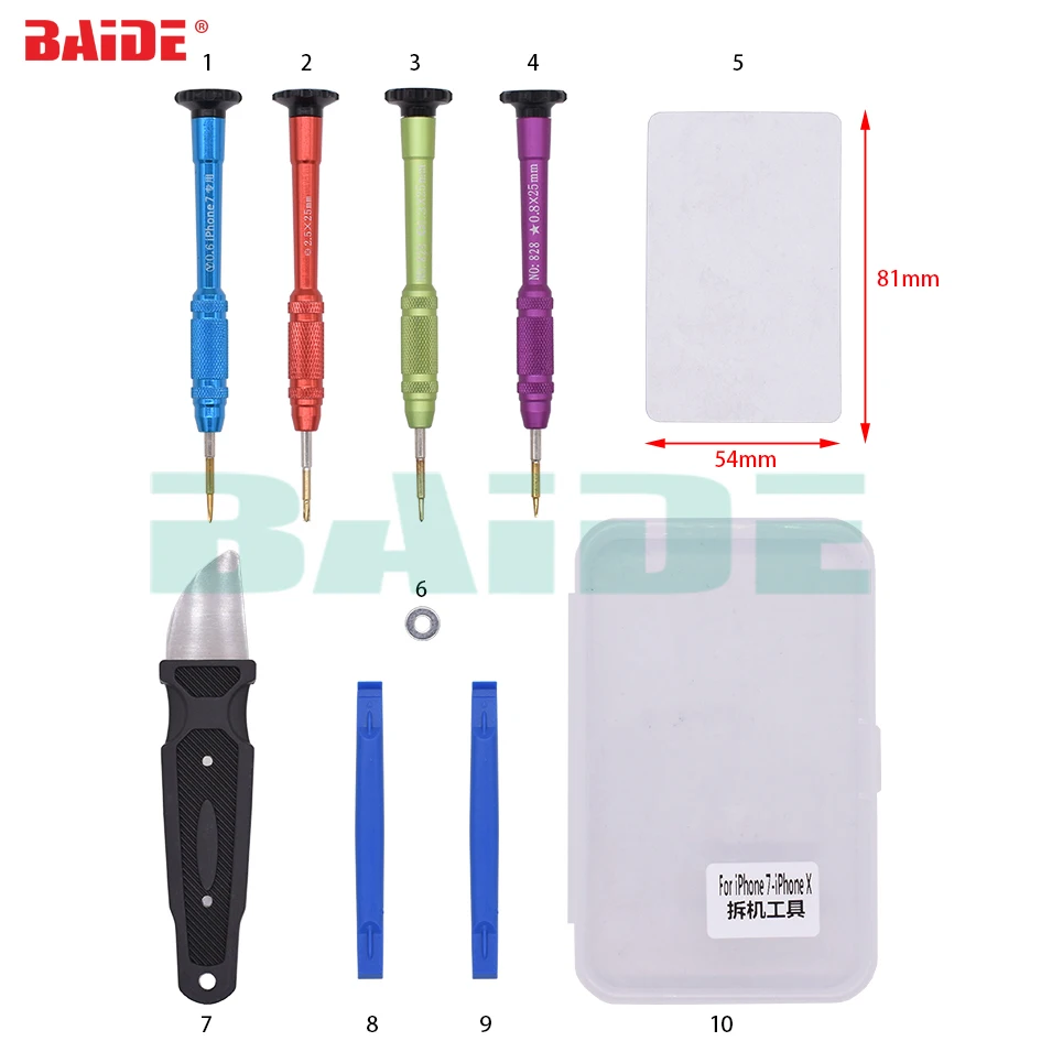 With Plastic Box 10 in 1 Repair Tools Kit Pry Opening Tool for iPhone 5S iPhone 7 iPhone X 20set /lot