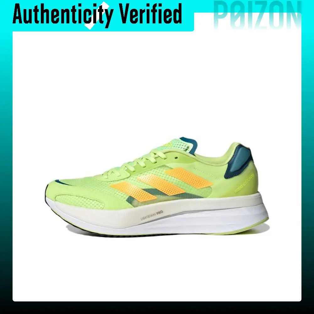 Adidas Adizero Boston 10 Fabric Low top Carbon Plate Training Long Distance Running Shoes Men's Yellow Green GY0927