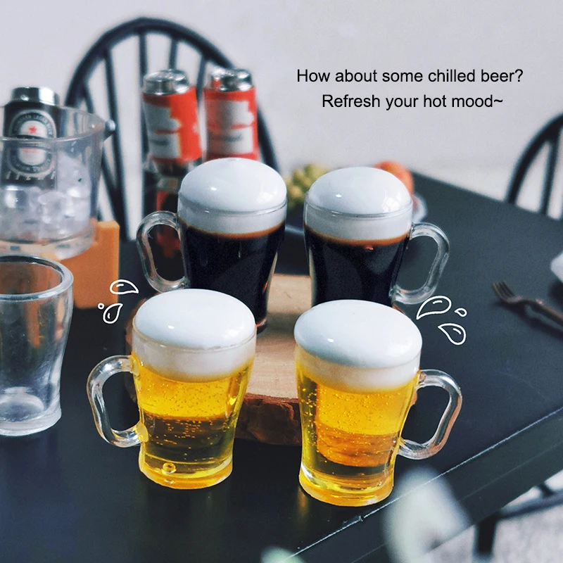 Accesorios en miniatura para casa de muñecas, taza de cerveza, muebles de simulación, juguetes para decoración de casa de muñecas, juguete para juego de imitación, 1/12