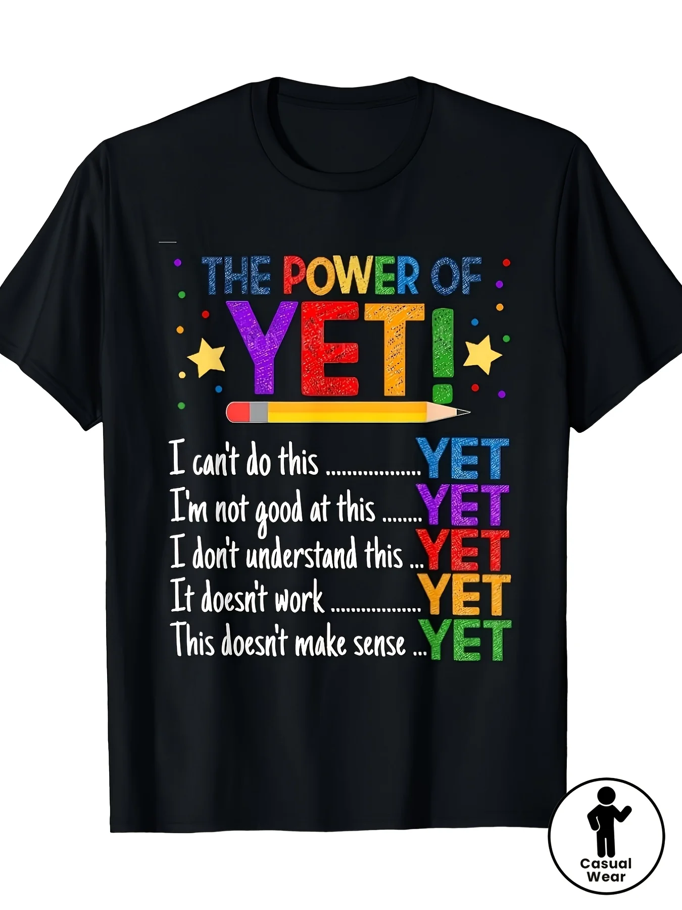 Men's Vintage Growth Mindset Teacher T-shirt Unfulfilled Power Inspirational Quotes Breathable All-Season Style Round Neck Short Sleeve