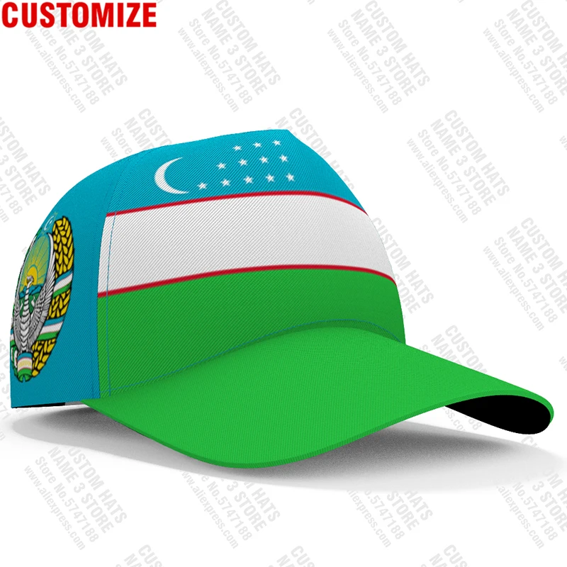 Uzbekistan male youth diy free custom made name number uzb casual hat nation flag uz ozbekiston uzbek country boy baseball cap