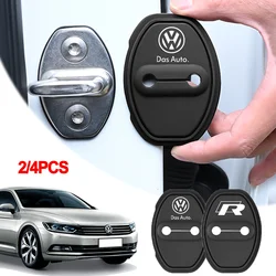 2/4 Uds gel de sílice negro estilo de coche cerradura de puerta funda protectora pegatinas decoración para VW R POLO Tiguan b5 accesorios de automóvil