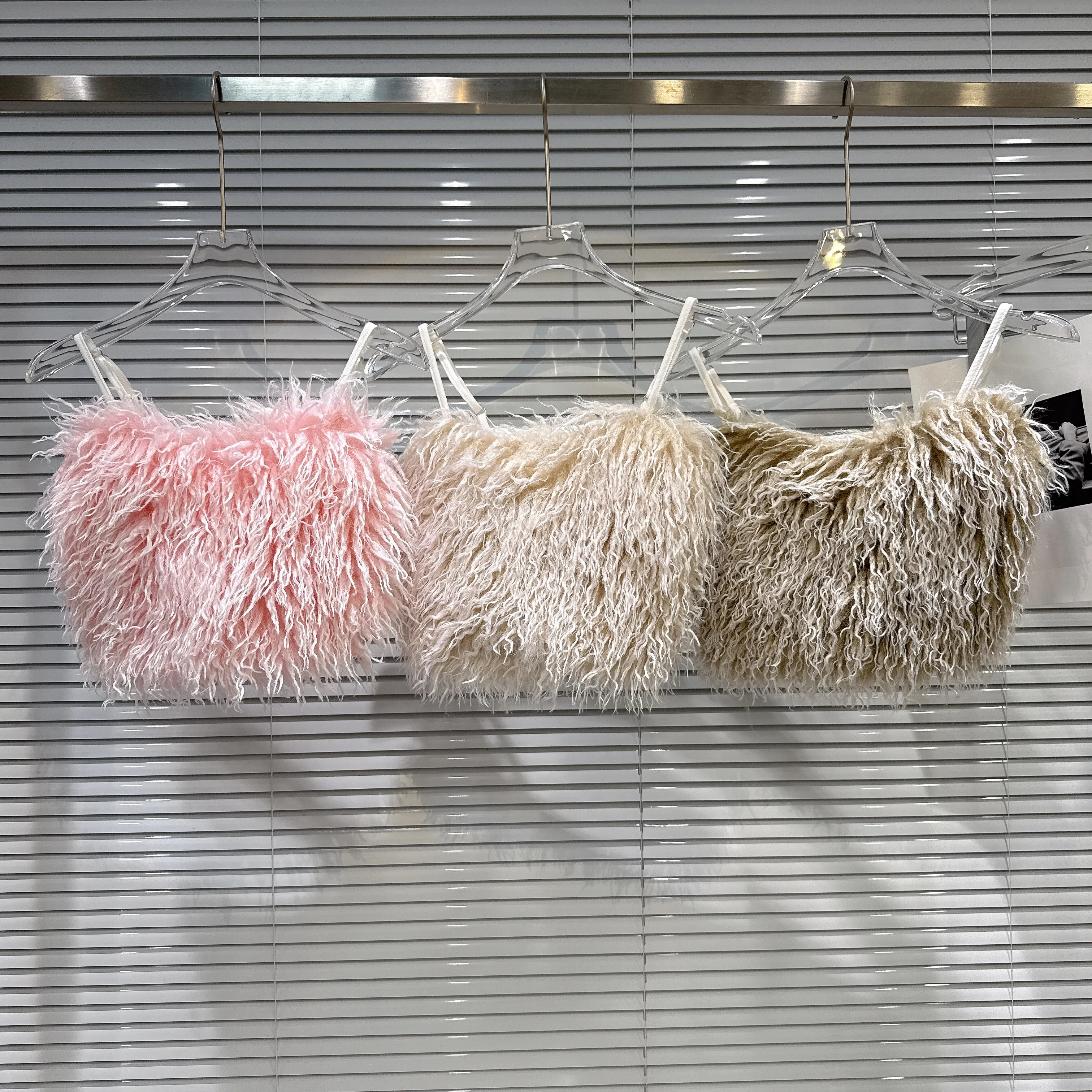Women's Sexy Fluffy Faux Fur Slim Short Camisole Lady High Street Furry Basic Camisole Top