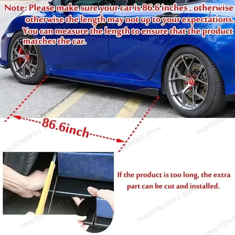 For VW Golf 7 MK7 Tiguan MK2 T-Roc T-Cross Golf 8 Universal 2.2m Side Skirt Extension Rocker Panel Splitter Diffuser Winglet