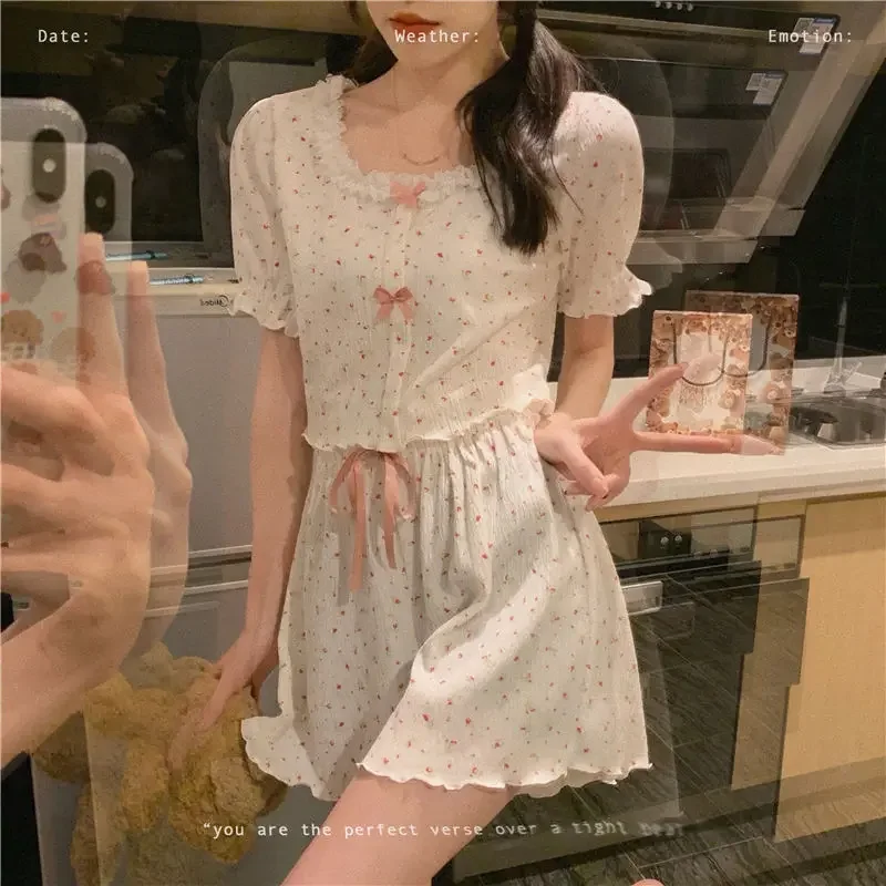 Sleepwear Women's Clothing Summer Short Sleeve Thin Home Loose Cozy Simple Affordable Skinny Sophisticated High-quality Sweet