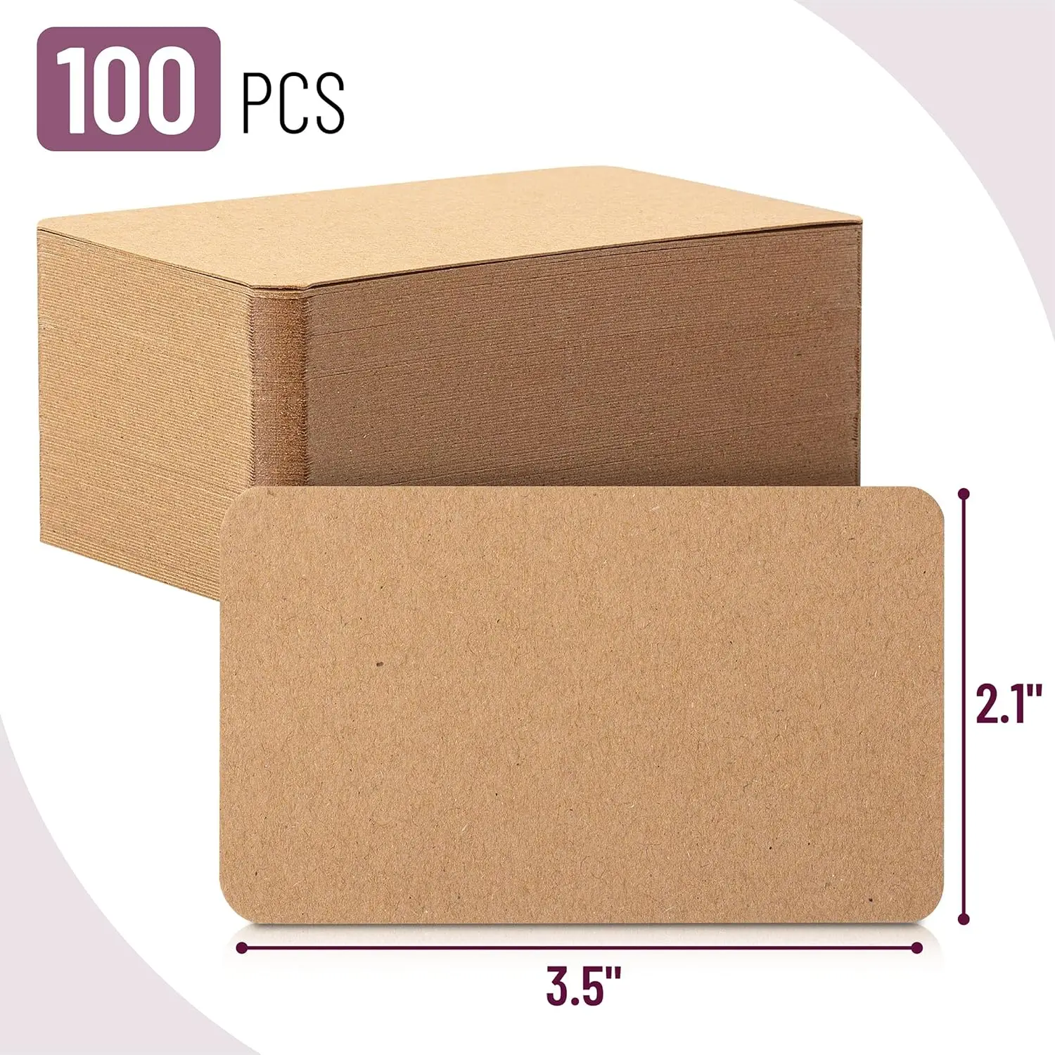 

100 маленьких пустых карточек Мини-карточки для заметок размером 3,5x2,1 дюйма, пустые, крафт-бумага, неruled с закругленными углами