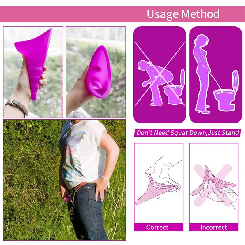 Travel Pee Device Make Pipi Woman Car Outdoor Emergency Standing Urinal Female Silicone Camping Portable Irinal Tube Chamber