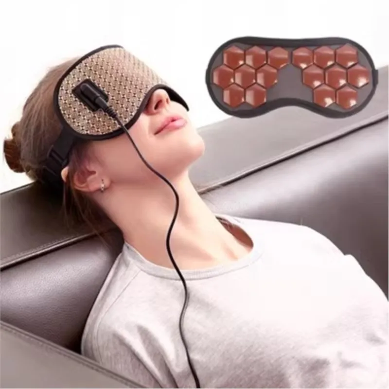 Tourmaline Germanium Jade Electric Heating Eye Mask Tourmaline Magnetic Therapy Massage Eye Mask Blackout Sleep Eye Mask