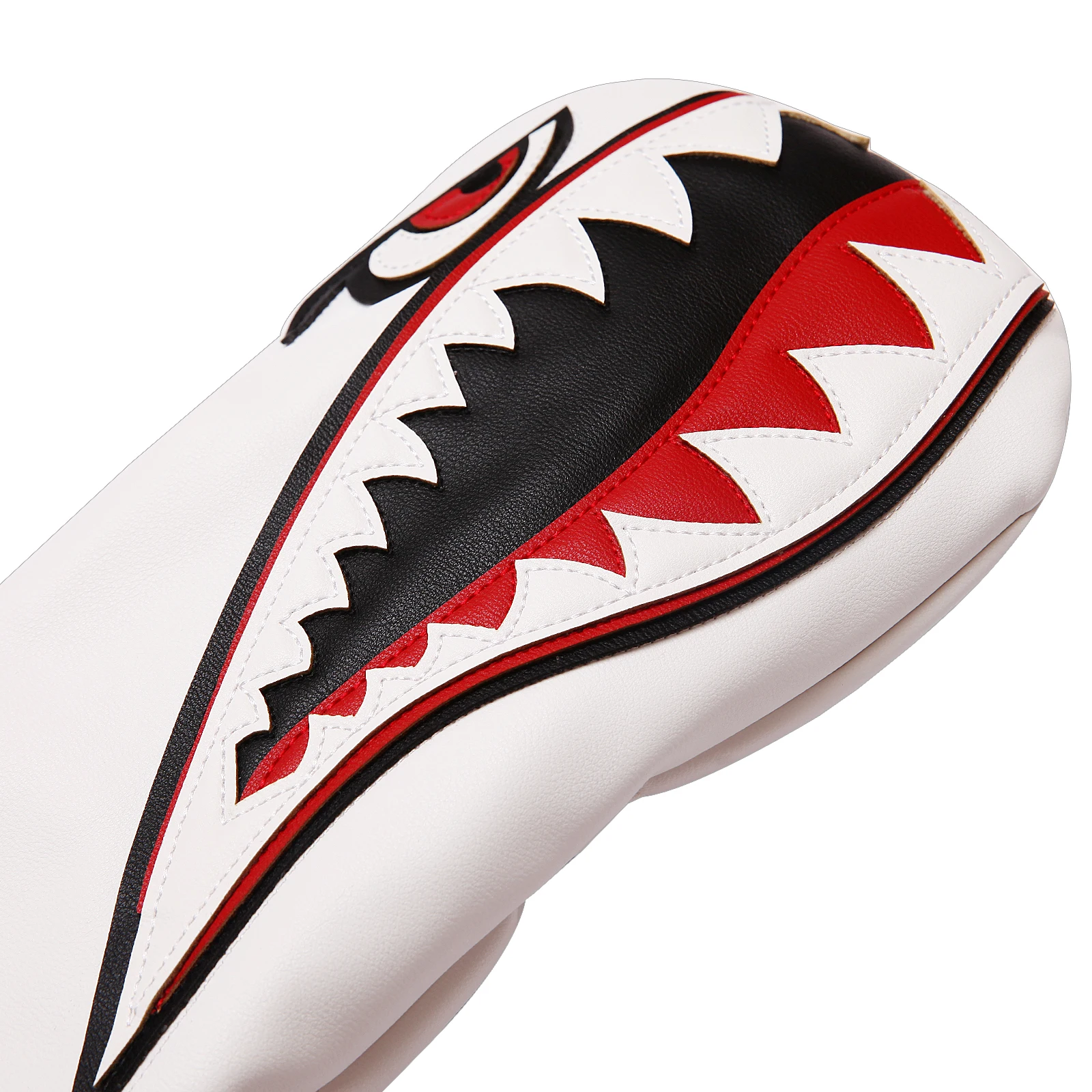 White PU Leather Big Shark Design Golf Driver Head Cover 460cc Golf Club Driver Covers