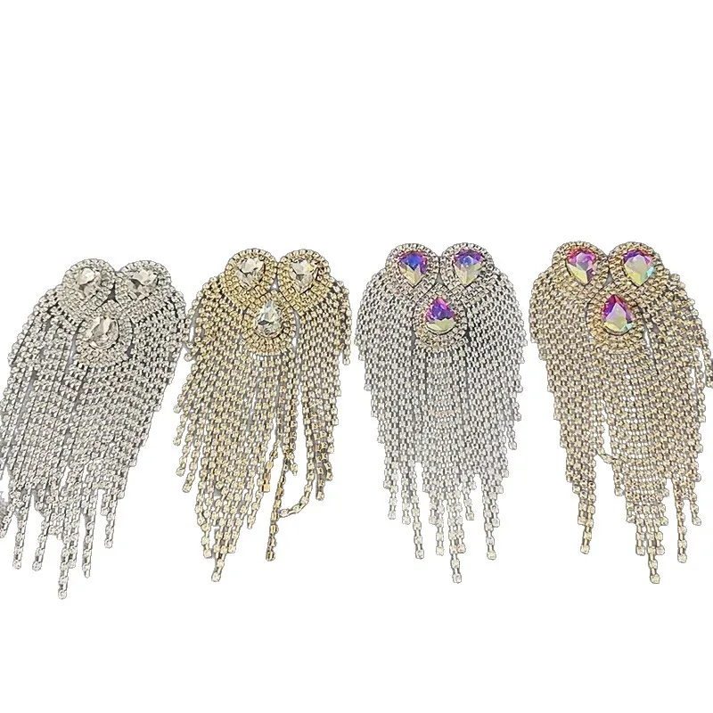 1 قطعة حجر الراين شرابة الكتف بروش كريستال DIY فساتين الزفاف أكياس الأحذية الملابس الكتفية اكسسوارات الديكور