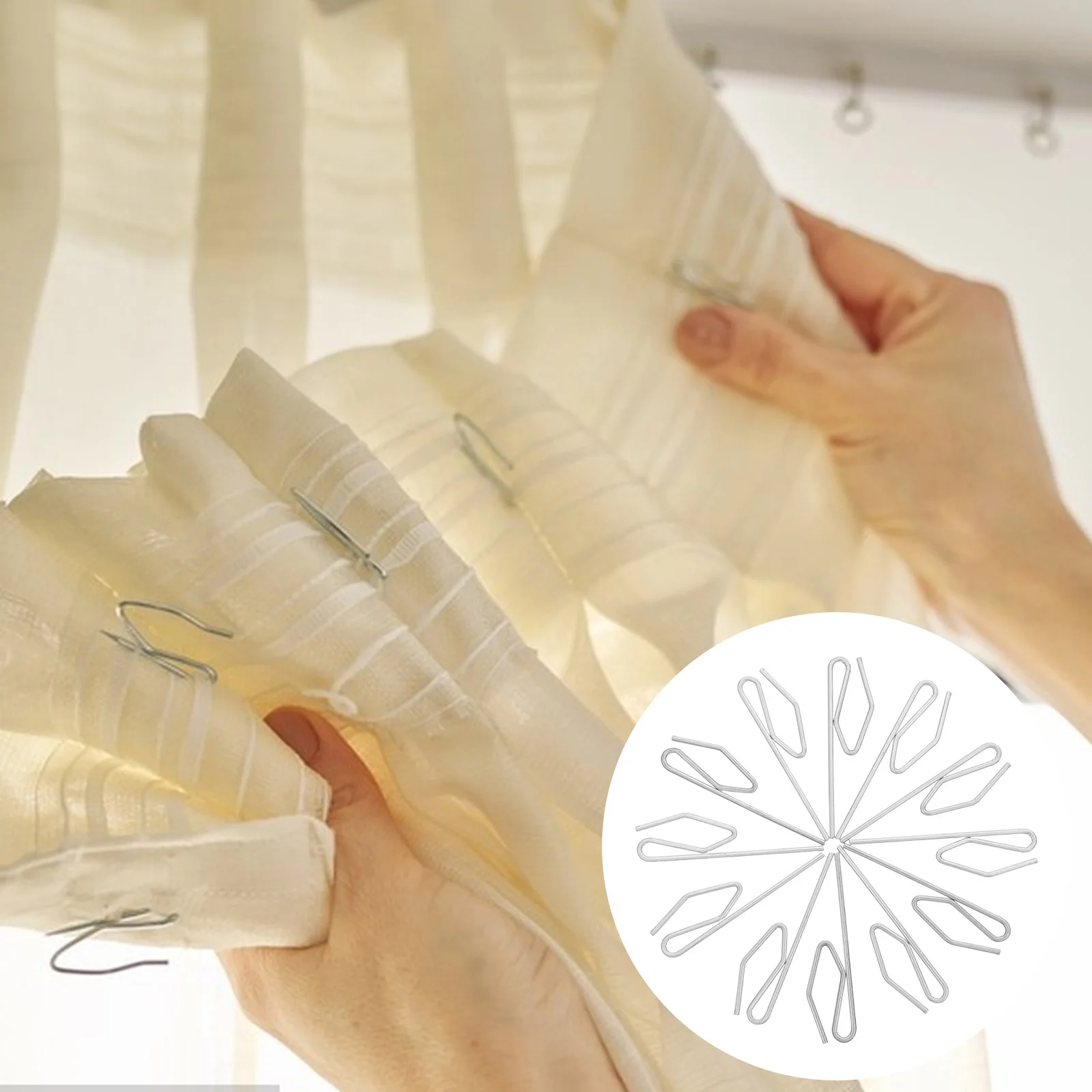 

50Pcs Metal Curtain Hooks Heavy Duty Shower Curtain Track Clips Bathroom Car Window Drapery Hooks Sliding Rail Hook