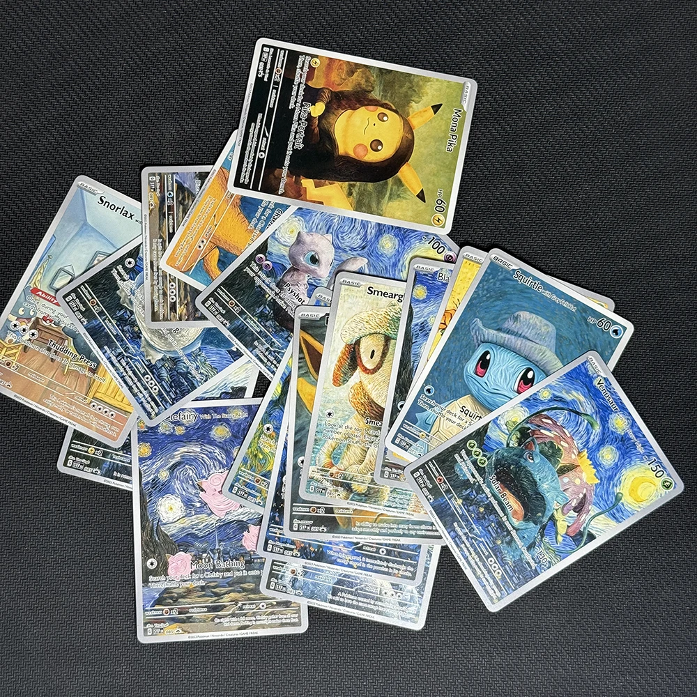 PKM Proxy Game Cards Pikachu Starry Night Van Gogh 085 SVP Charizard  Venusaur Smeargle Mew Snorlax Lugia Mewtwo Blastoise PTCG - AliExpress 26