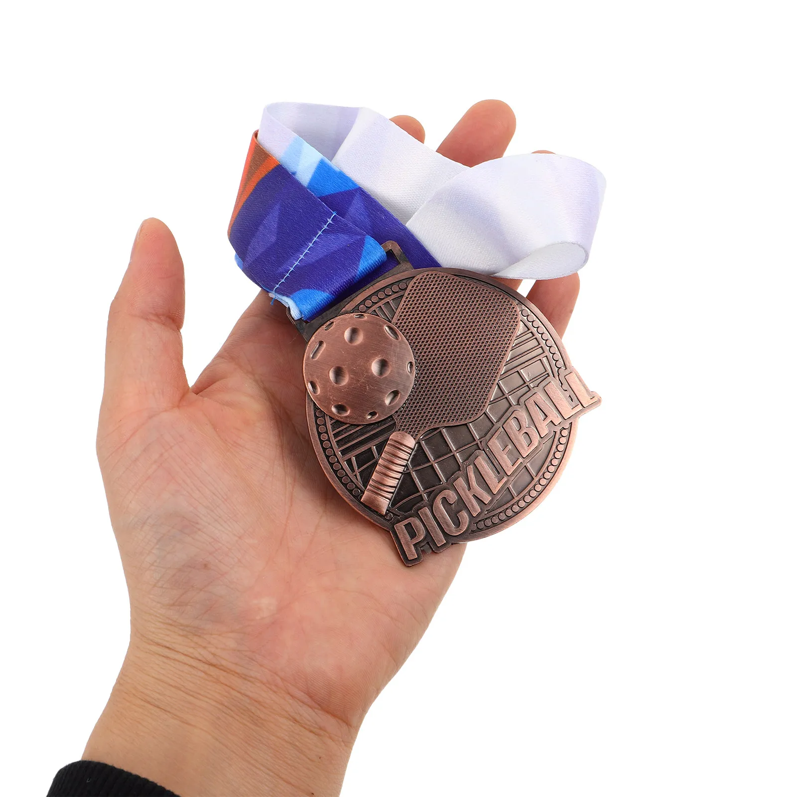 3Pcs Metal Pickleball Award Medals Neck Ribbons Sports Tournament Prize Medals Competition Events Participation Rewards