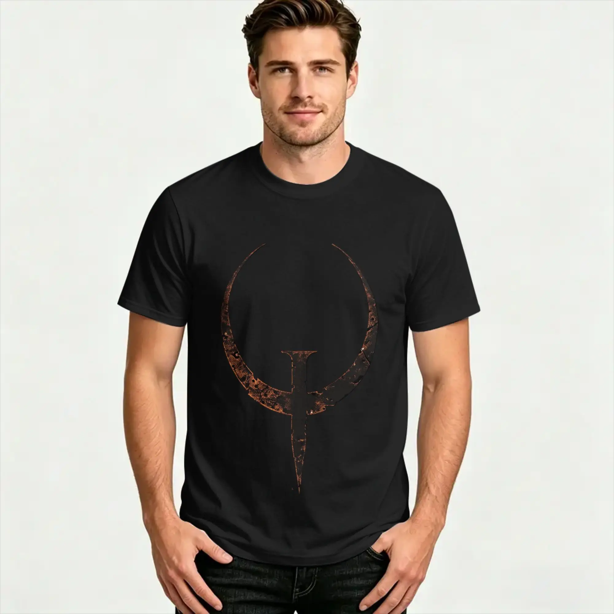 Quake + Nin 30Th Nine Inch Nails T Shirt Summer  100 Cotton T-Shirts For Men's Design Tshirt Short Sleeve Y2K Basic Tops
