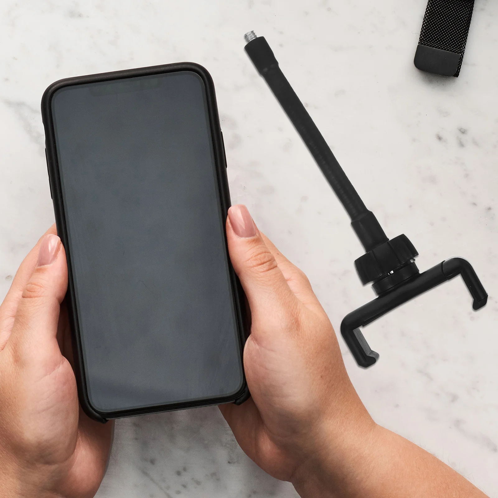 3pcs Flexible Gooseneck Clamp 5.8-8.5Cm Adjustable Mobile Phone Clip 1/4 Inch Thread Rotating Mount For Cell Phone Holder