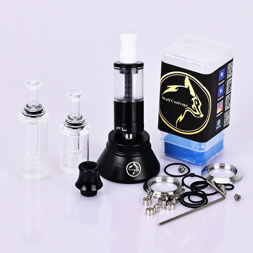 Wolfcoolvape Dvarw Estilo MTL RTA Tanque Vape Reconstruível 16mm 2ml Atomizador MTL de Aço Inoxidável 316 para Mods de Caixa de Cigarro Eletrônico