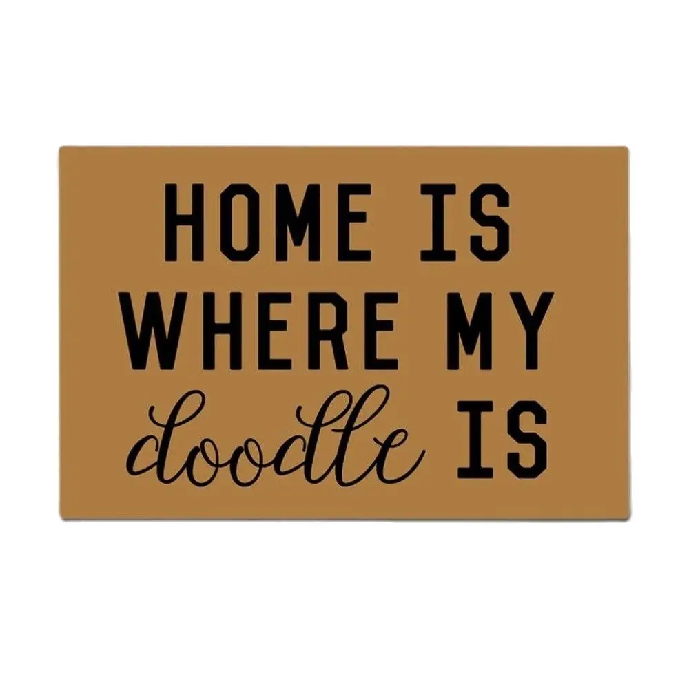 

Home Is Where My Doodle Is Funny Doormat Outdoor Indoor Porch Patio Party Holiday Home Decor Floor Door Mat Rug Rubber Non Slip