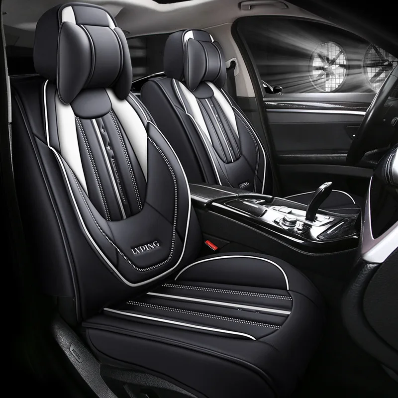 

5D Premium Sport Style Car Seat Cushion Solid Waist All-Inclusive-Leather Four Season Universal Seat Cover For BMW, Honda, KIA