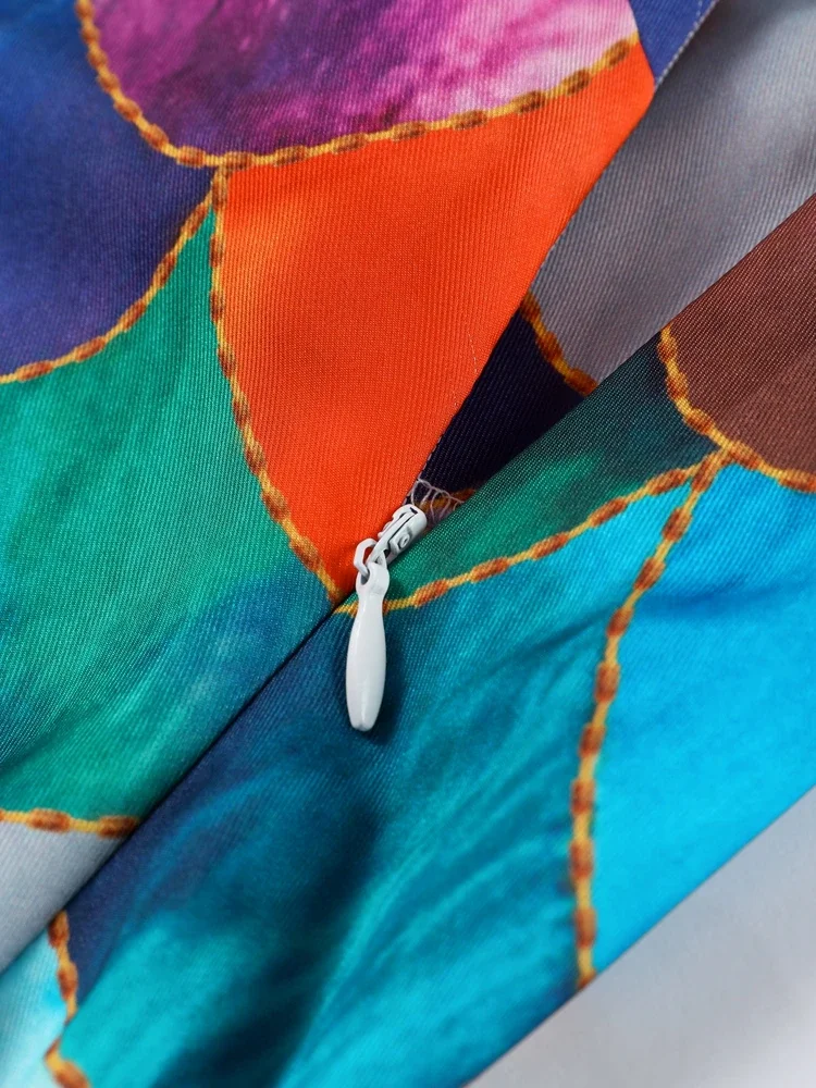 الرسن فستان طويل المرأة الرجعية التباين اللون أكمام Bodycon مطبوعة رداء أنيق الربيع الصيف سيدة فساتين حفلات الشاطئ