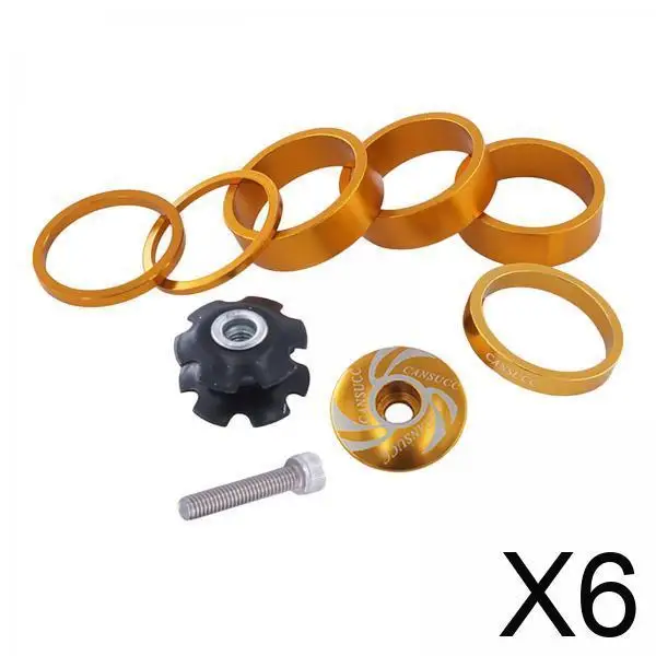 

6x1 1/8 Inch Headset Spacer with Top Cap Headset Set Golden