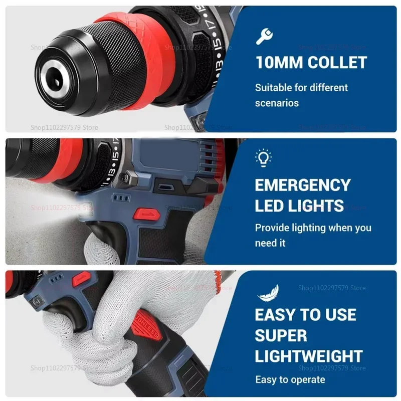 Perceuse sans balais au Lithium et tournevis électrique, outil électrique multifonction 2 en 1 pour l'installation d'appareils de meubles ménagers