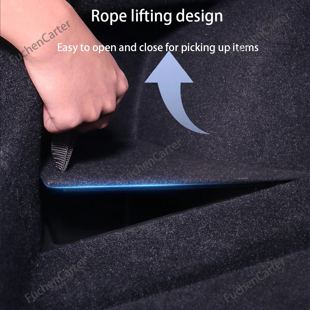Rear Trunk Side Storage Bins Compatible 2026 for Tesla Model Y Juniper, Odorless TPE Waterproof Organizer with Lid