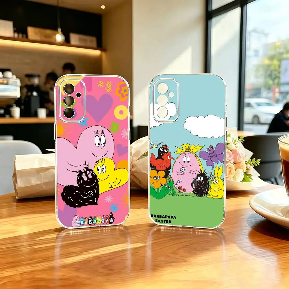 Lovely cute B-BarbapapaS  Stand Phone Case Transparent TPU For Samsung A71, A70, A52, A51, A40, A30, A20