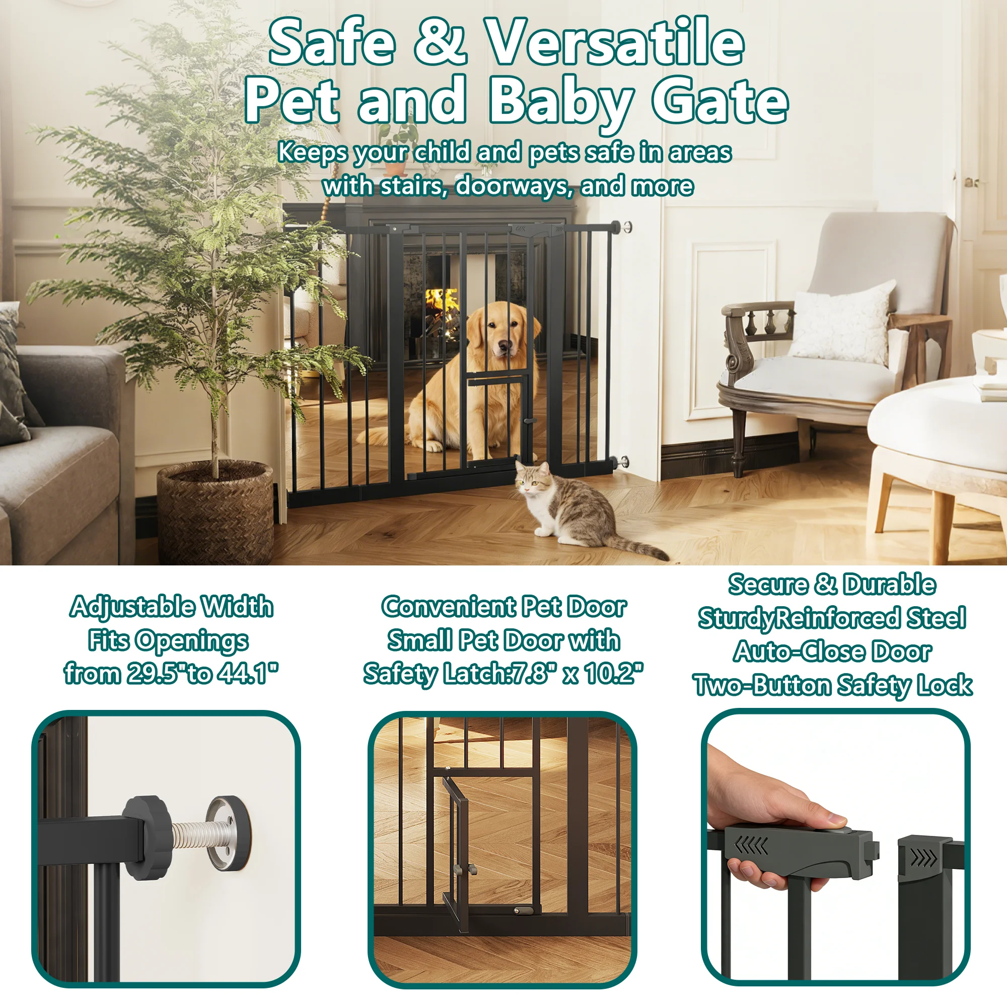 ประตูกั้นเด็กพร้อมประตูสำหรับแ - Baby Gate Extra Wide บทวิจารณ์และราคา