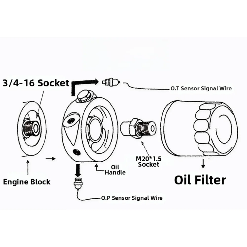 Oil Filter Adapter Plate for Engine Oil System Monitoring with For M20 For M16 for m22 and 3/4 UNF Thread Options for Automotive