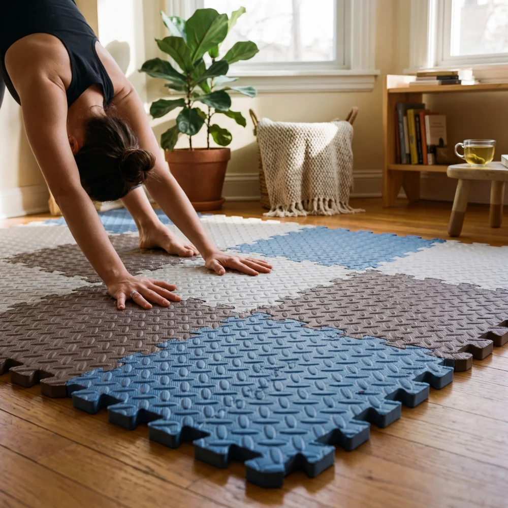 Interlocking EVA 2.5cm Thick Foam Yoga Mat Tiles Anti-Slip Exercise Floor Puzzle Mats Soft Fitness Mats for Home Gym Kids Play