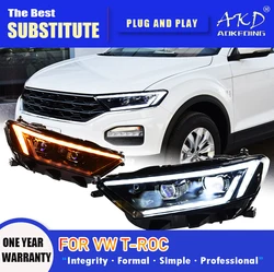 AKD Head Lamp for VW T-ROC LED Headlight 2018-2021 Headlights T ROC TROC DRL Turn Signal High Beam Angel Eye Projector Len