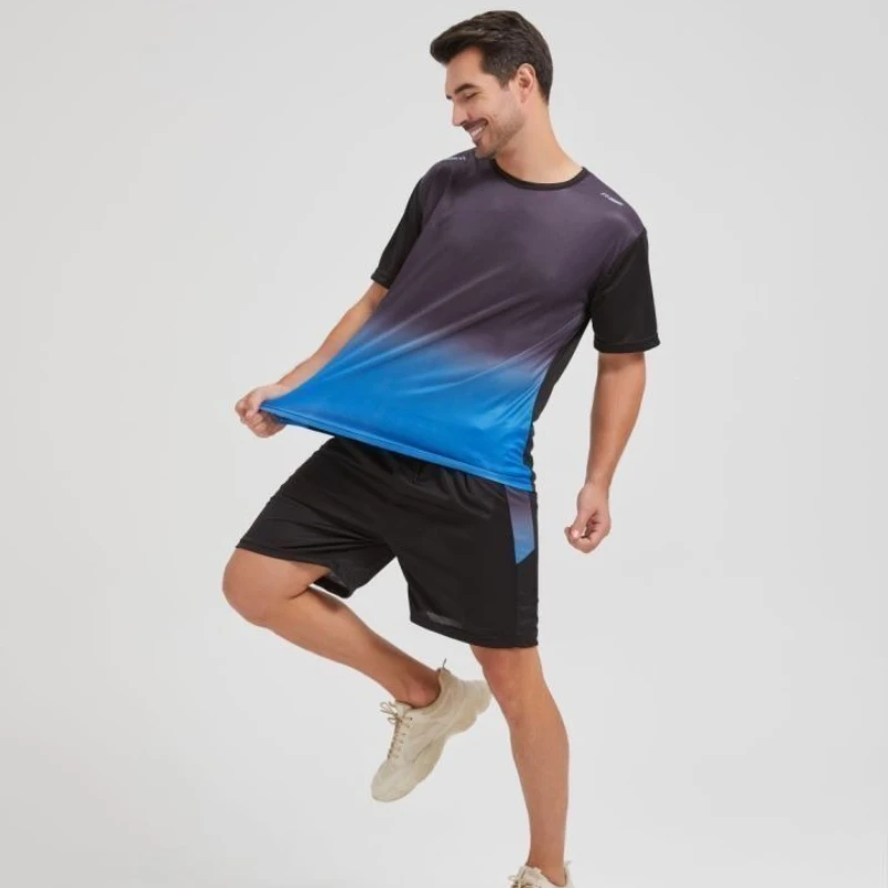 

Men's Fashion Outfit Short Sleeve Set Sports Shirt Tie Dye Mesh Breathable Round Neck Sportwear Set 2-piece Basketball Tracksuit