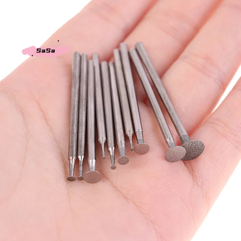 10Pcs Ultra-Thin T-Head Shank Diamon-d Mounted Grinding Bits Accessory for Stone Jade Carve Polish Engrave Tool
