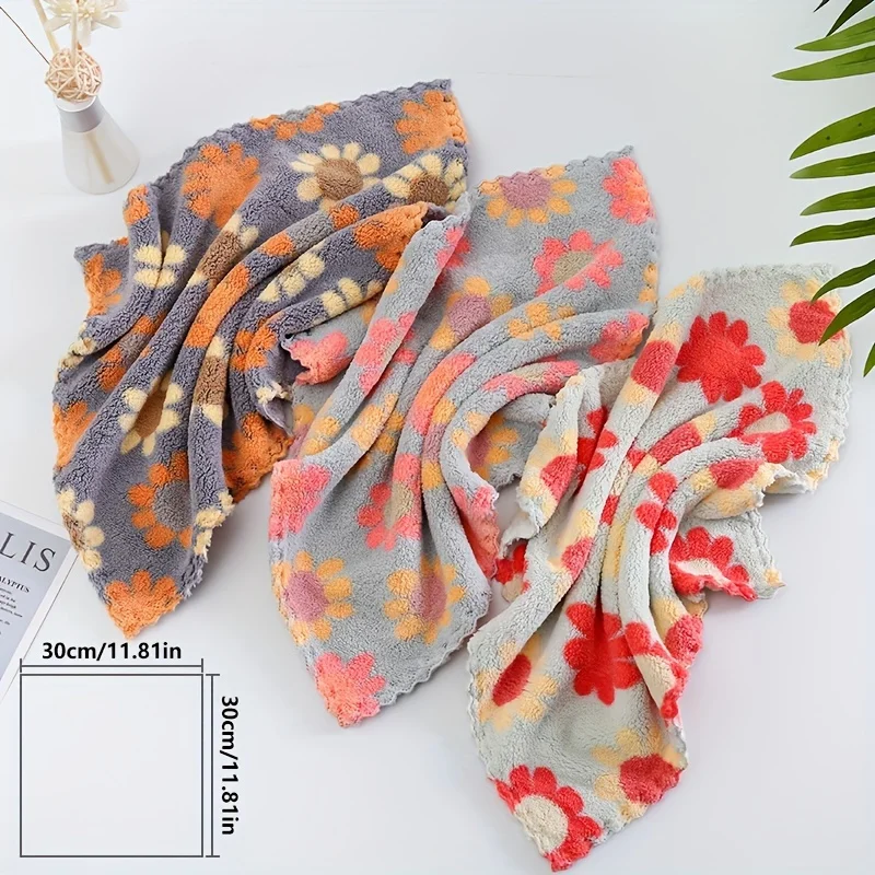 1pc Ultra-Soft Bohemian Floral Towel|Quick-Dry Microfiber & Kitchen Towel in Blue, Pink, Orange, White, Beige,Brown,Random Color