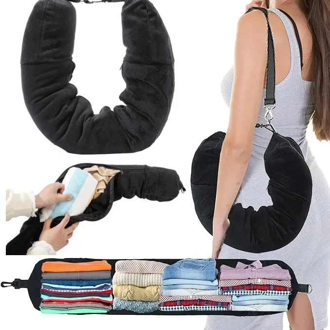 Can store clothes and luggage travel pillow, portable multifunctional U-shaped pillow, travel, outdoor, ride in the car when